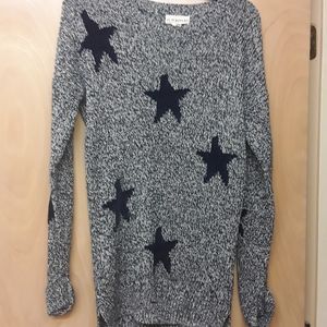 Grey Blue Navy Star Sweater Boho S